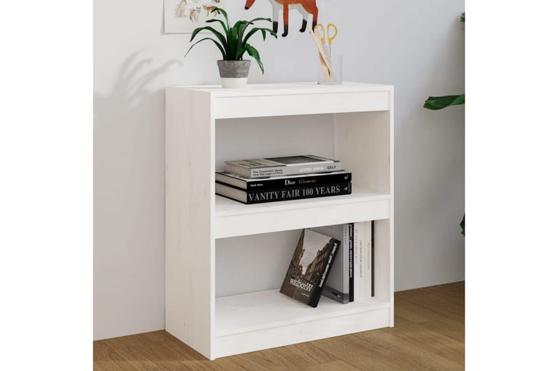Bokhylle/romdeler 60x30x71,5 cm heltre furu - Hvit - Oppbevaring - Hyller - Bokhylle