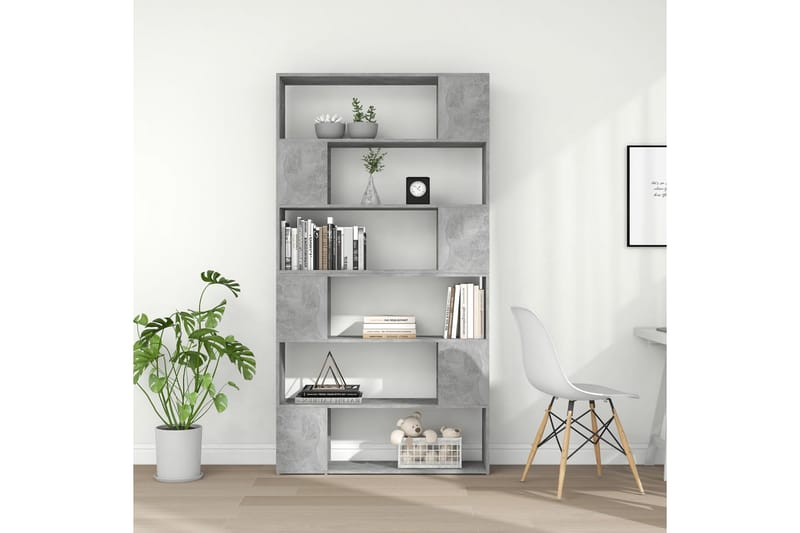Bokhylle/romdeler betonggrå 100x24x188 cm - Grå - Oppbevaring - Hyller - Bokhylle