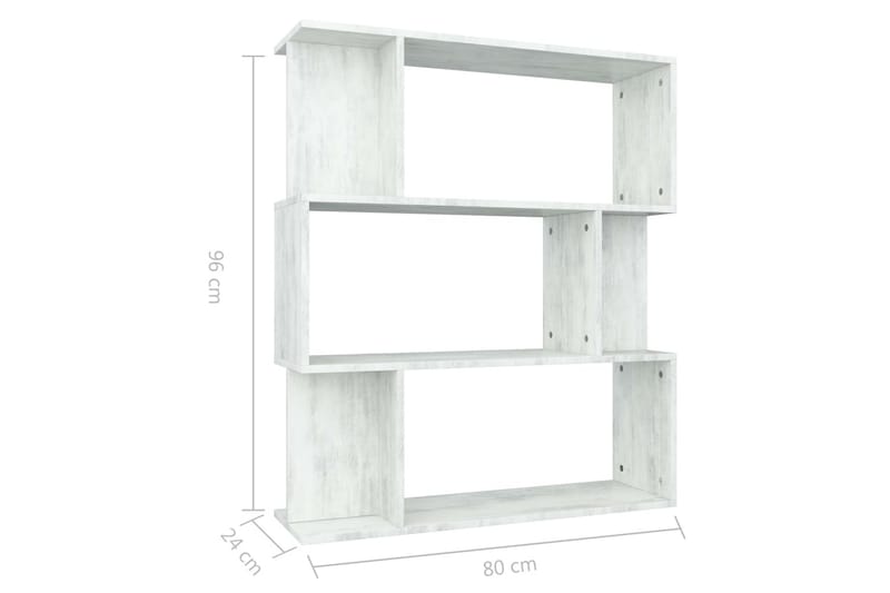 Bokhylle/Romdeler betonggrå 80x24x96 cm sponplate - Grå - Oppbevaring - Hyller - Bokhylle