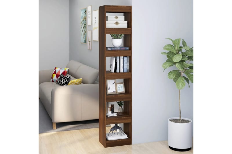 Bokhylle/romdeler brun eik 40x30x198 cm - Brun - Oppbevaring - Hyller - Bokhylle