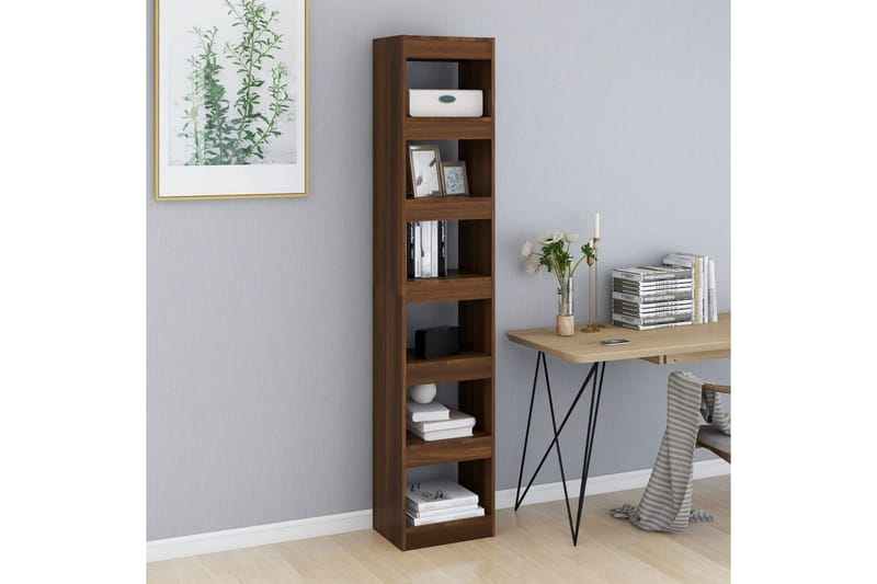 Bokhylle/romdeler brun eik 40x30x198 cm - Brun - Oppbevaring - Hyller - Bokhylle