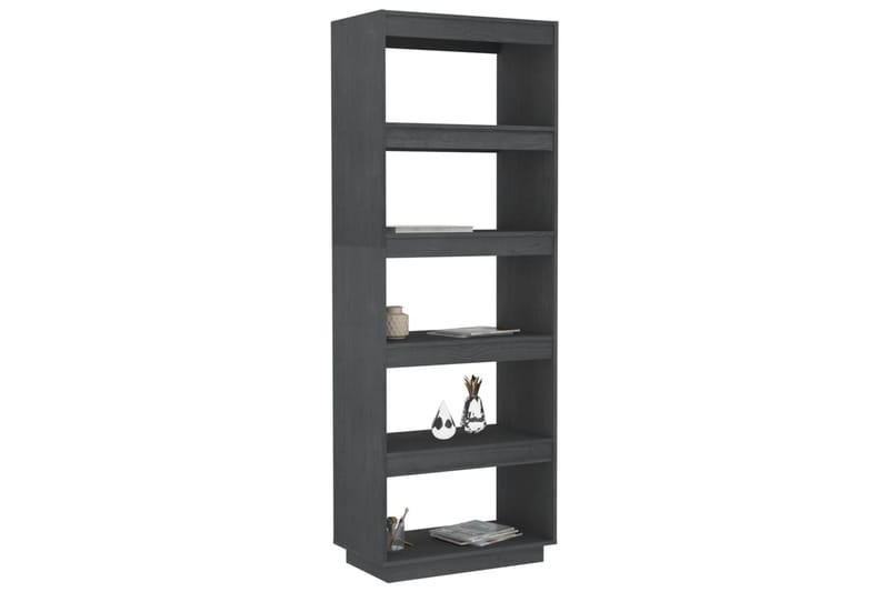 Bokhylle/romdeler grå 60x35x167 cm heltre furu - Grå - Oppbevaring - Hyller - Bokhylle