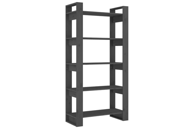 Bokhylle/romdeler grå 80x35x160 cm heltre - Grå - Oppbevaring - Hyller - Bokhylle
