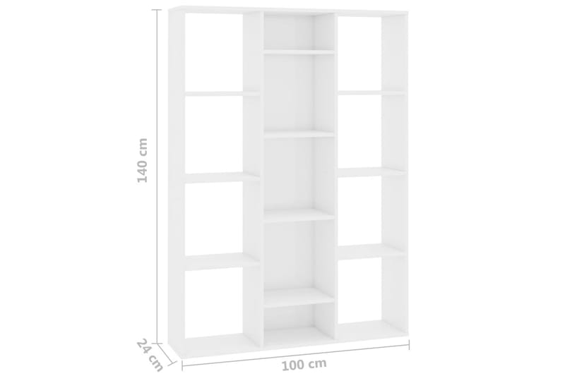 Bokhylle/Romdeler høyglans hvit 100x24x140 cm sponplate - Oppbevaring - Hyller - Bokhylle