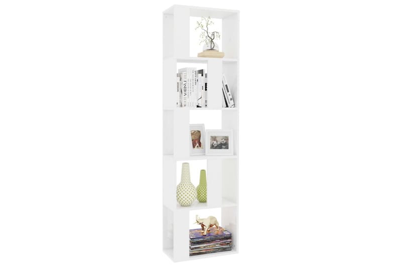 Bokhylle/Romdeler høyglans hvit 45x24x159 cm sponplate - Hvit - Oppbevaring - Hyller - Bokhylle