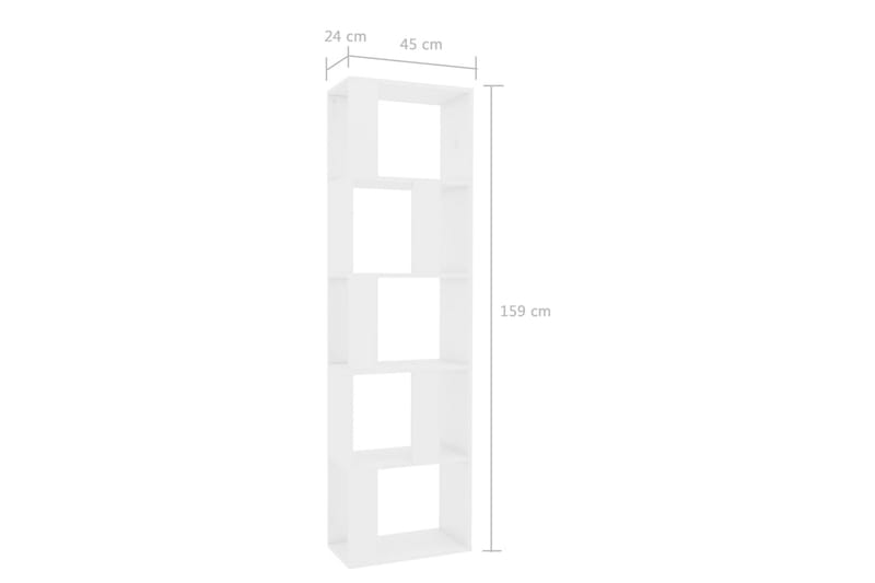 Bokhylle/Romdeler høyglans hvit 45x24x159 cm sponplate - Hvit - Oppbevaring - Hyller - Bokhylle