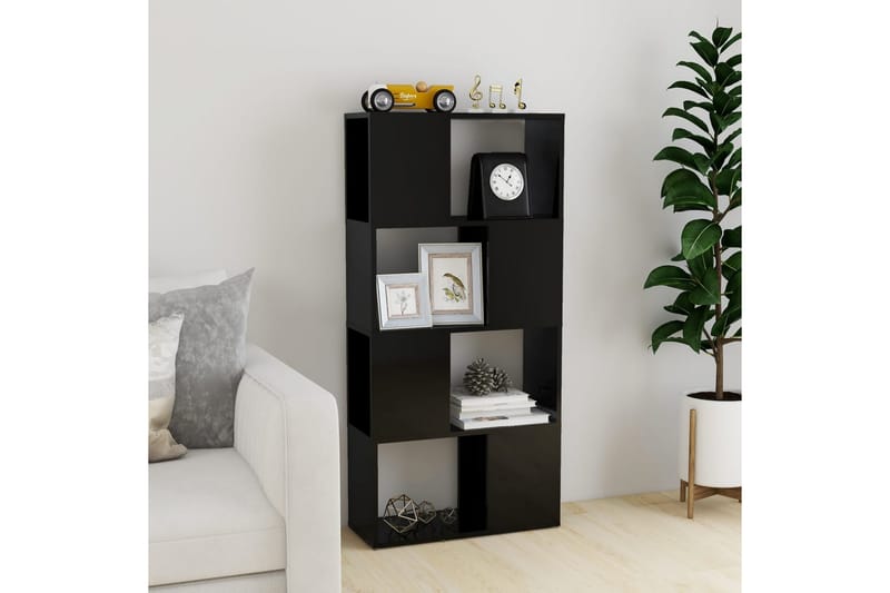 Bokhylle/Romdeler høyglans svart 60x24x124,5 cm - Svart - Oppbevaring - Hyller - Bokhylle