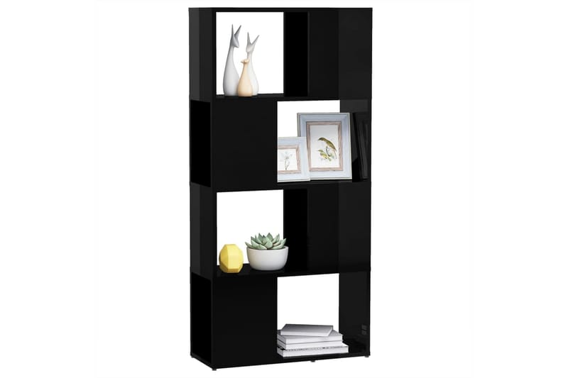 Bokhylle/Romdeler høyglans svart 60x24x124,5 cm - Svart - Oppbevaring - Hyller - Bokhylle
