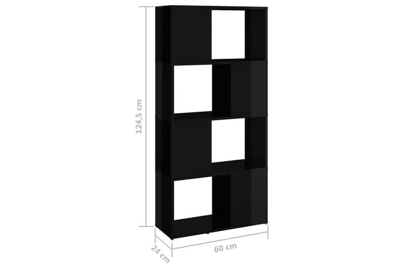 Bokhylle/Romdeler høyglans svart 60x24x124,5 cm - Svart - Oppbevaring - Hyller - Bokhylle