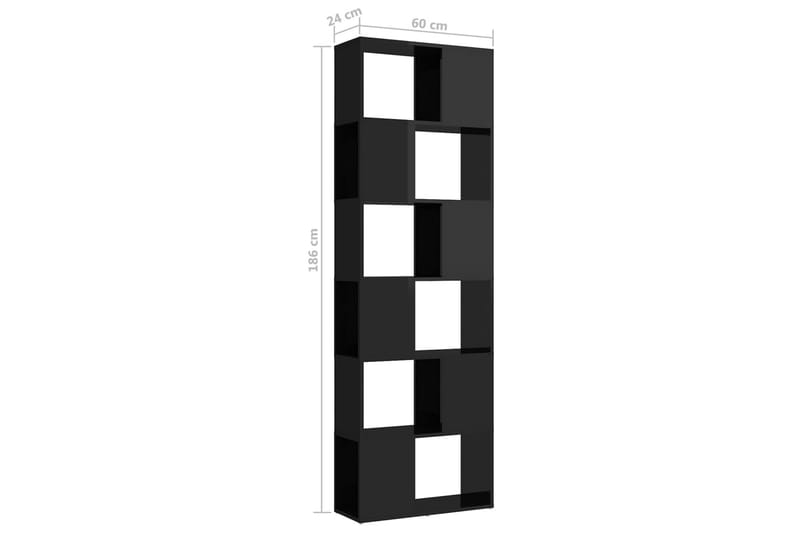 Bokhylle/romdeler høyglans svart 60x24x186 cm - Svart - Bokhylle
