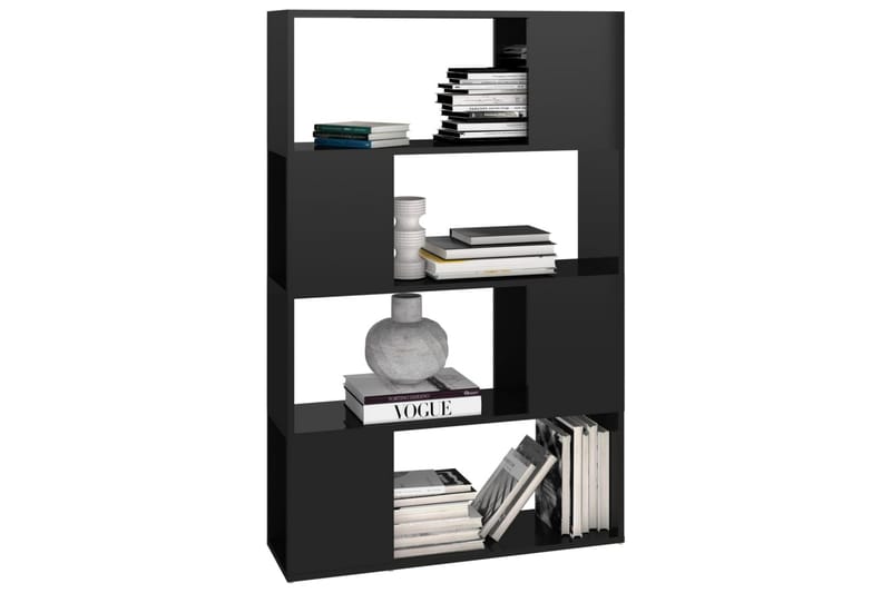 Bokhylle/Romdeler høyglans svart 80x24x124,5 cm - Svart - Oppbevaring - Hyller - Bokhylle
