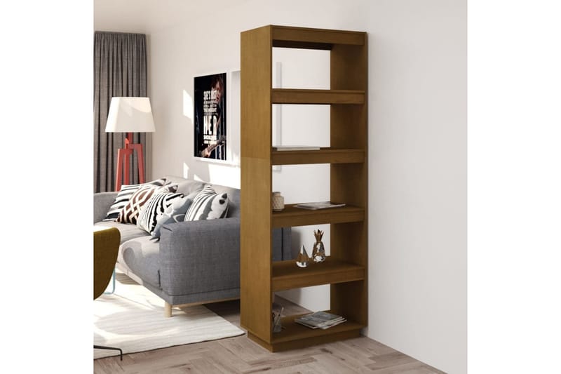Bokhylle/romdeler honningbrun 60x35x167 cm heltre furu - Brun - Oppbevaring - Hyller - Bokhylle
