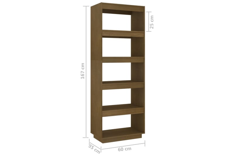 Bokhylle/romdeler honningbrun 60x35x167 cm heltre furu - Brun - Oppbevaring - Hyller - Bokhylle