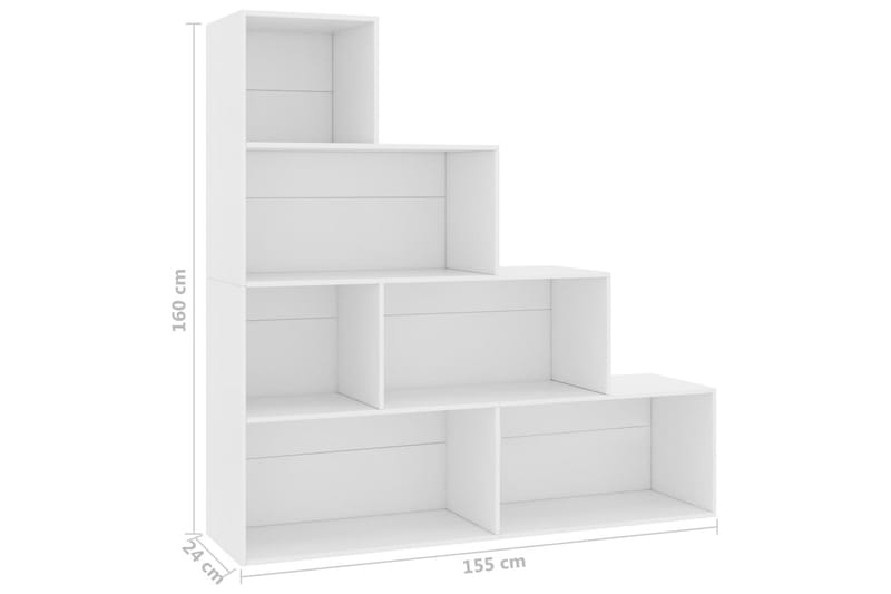 Bokhylle/Romdeler hvit 155x24x160 cm sponplate - Oppbevaring - Hyller - Bokhylle
