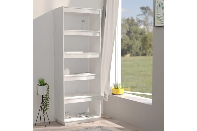 Bokhylle/romdeler hvit 60x35x167 cm heltre furu - Hvit - Oppbevaring - Hyller - Bokhylle