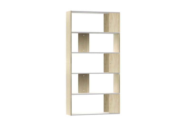 Bokhylle/Romdeler hvit og sonoma eik 80x24x159 cm sponplate - Oppbevaring - Hyller - Bokhylle