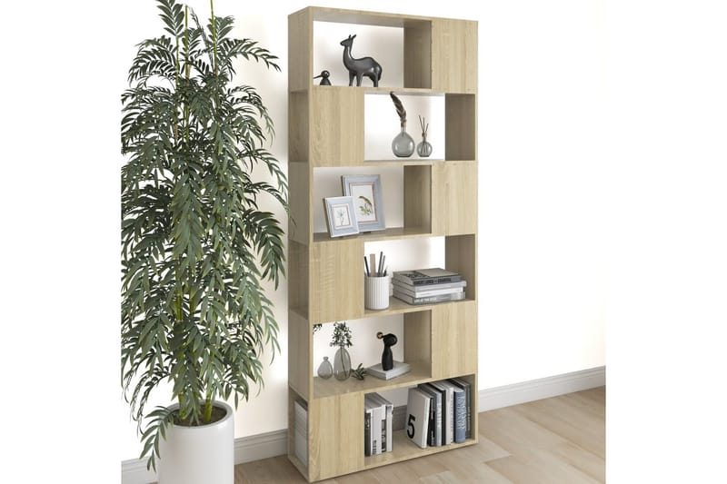 Bokhylle/romdeler sonoma eik 80x24x186 cm sponplate - Brun - Oppbevaring - Hyller - Bokhylle