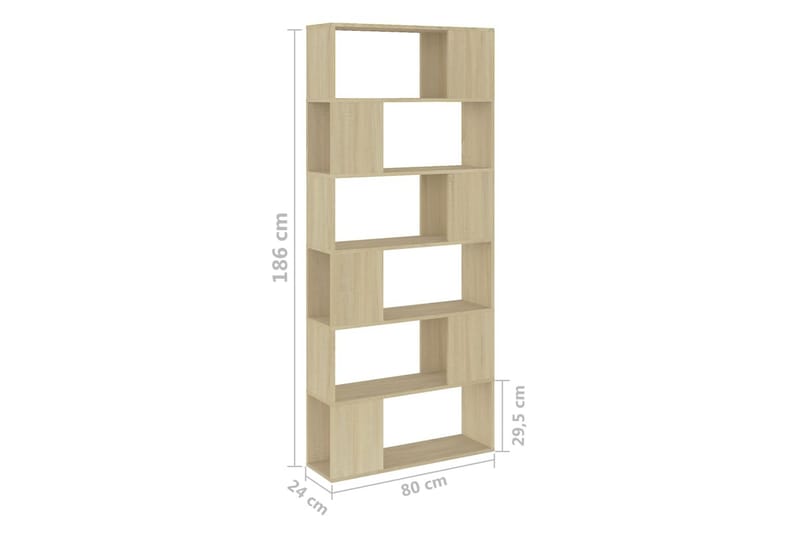 Bokhylle/romdeler sonoma eik 80x24x186 cm sponplate - Brun - Oppbevaring - Hyller - Bokhylle