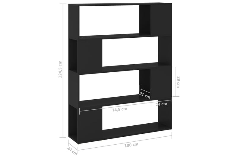 Bokhylle/romdeler svart 100x24x124 cm - Svart - Oppbevaring - Hyller - Bokhylle