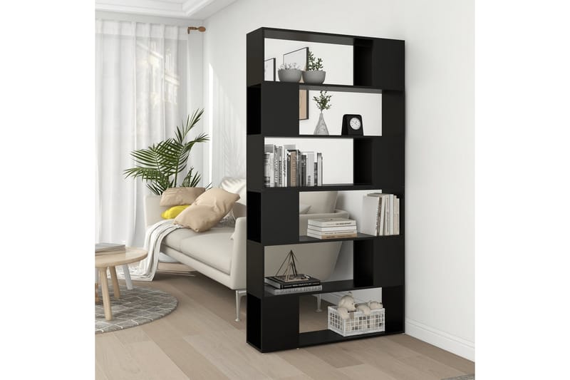 Bokhylle/romdeler svart 100x24x188 cm - Svart - Oppbevaring - Hyller - Bokhylle