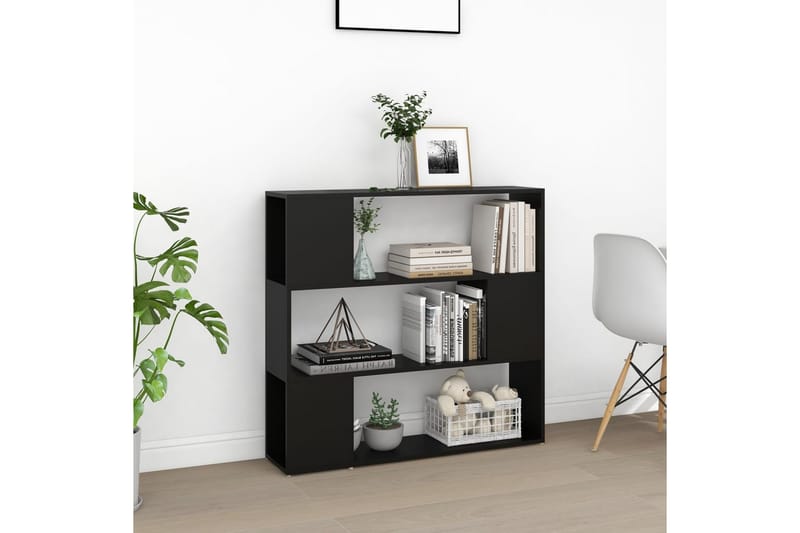 Bokhylle/romdeler svart 100x24x94 cm sponplate - Svart - Oppbevaring - Hyller - Bokhylle