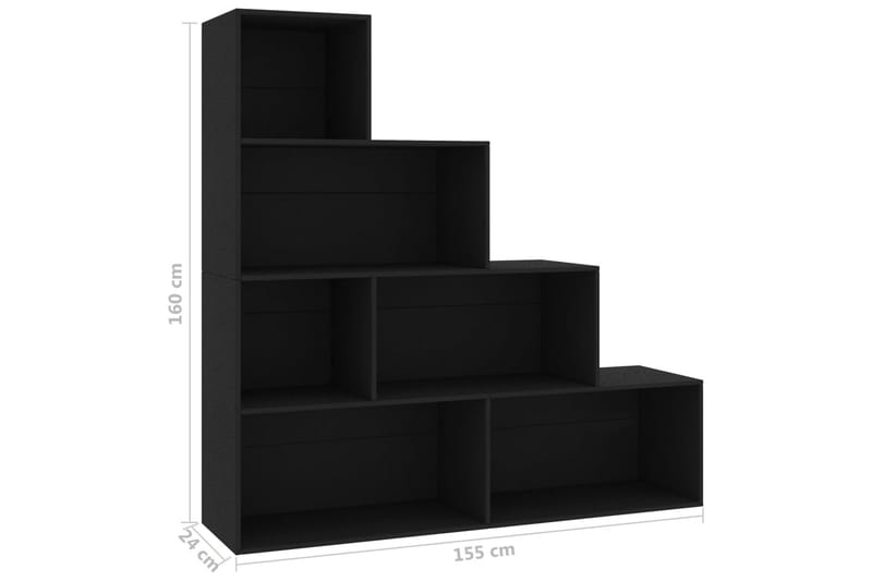 Bokhylle/Romdeler svart 155x24x160 cm sponplate - Oppbevaring - Hyller - Bokhylle