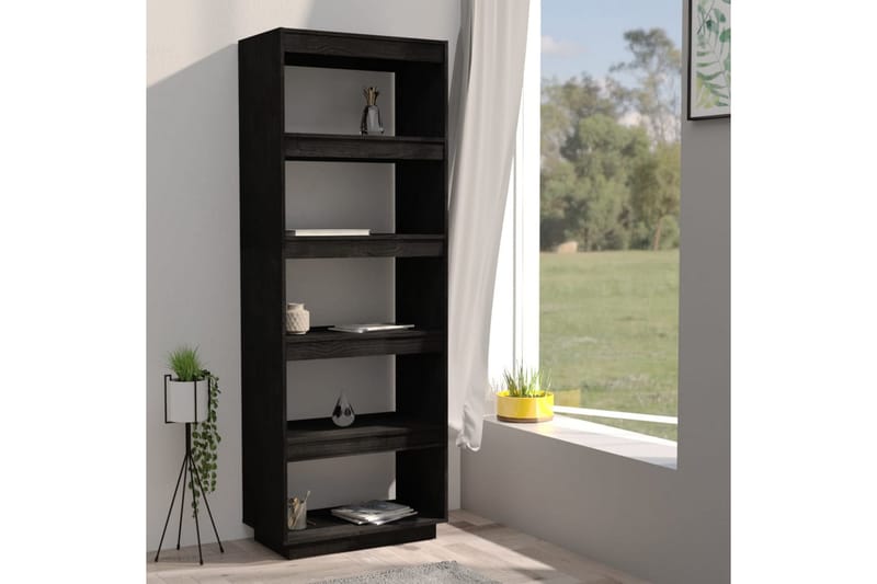 Bokhylle/romdeler svart 60x35x167 cm heltre furu - Svart - Oppbevaring - Hyller - Bokhylle