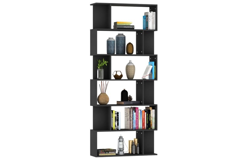 Bokhylle/Romdeler svart 80x24x192 cm sponplate - Svart - Oppbevaring - Hyller - Bokhylle