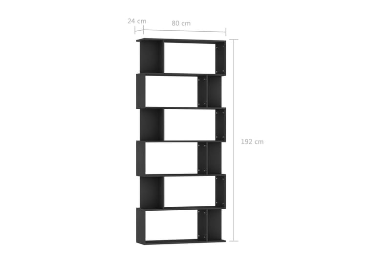 Bokhylle/Romdeler svart 80x24x192 cm sponplate - Svart - Bokhylle