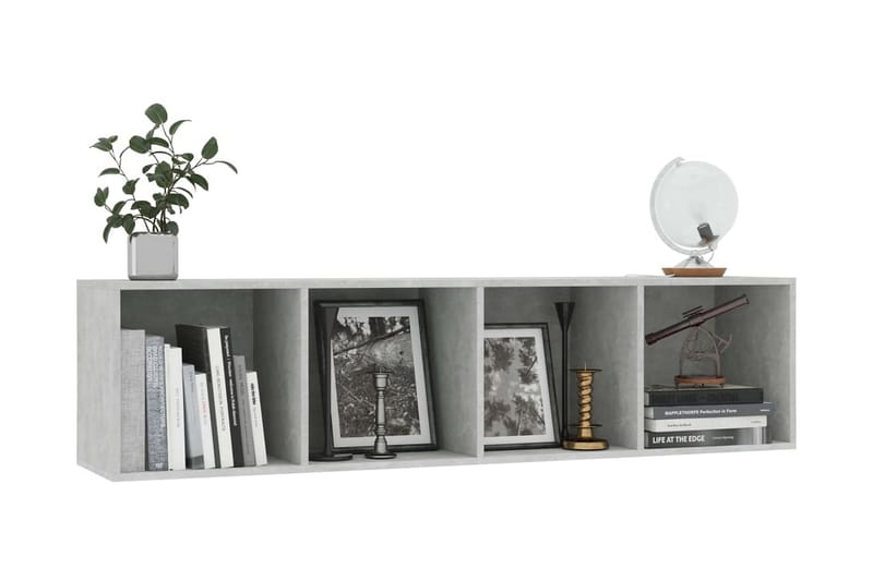 Bokhylle/TV-benk betonggrå 143x30x36 cm - Grå - Oppbevaring - Hyller - Bokhylle