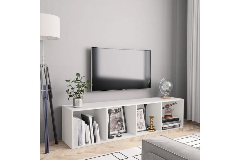 Bokhylle/TV-benk hvit 143x30x36 cm - Hvit - Oppbevaring - Hyller - Bokhylle