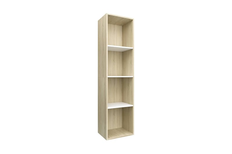Bokhylle/TV-benk hvit og sonoma eik 36x30x143 cm sponplate - Flerfarget - Oppbevaring - Hyller - Bokhylle