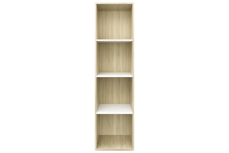 Bokhylle/TV-benk hvit og sonoma eik 36x30x143 cm sponplate - Flerfarget - Oppbevaring - Hyller - Bokhylle