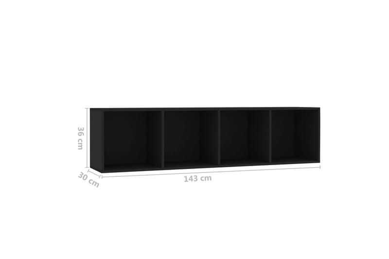 Bokhylle/TV-benk svart 143x30x36 cm - Svart - Oppbevaring - Hyller - Bokhylle