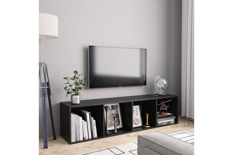 Bokhylle/TV-benk svart 143x30x36 cm - Svart - Oppbevaring - Hyller - Bokhylle