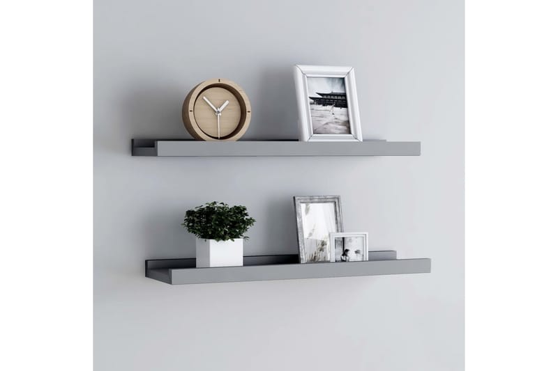 Flytende vegghyller 2 stk grå 40x9x3 cm MDF - Oppbevaring - Hyller - Bokhylle - Boklist