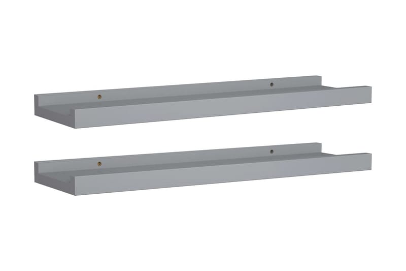 Flytende vegghyller 2 stk grå 40x9x3 cm MDF - Oppbevaring - Hyller - Bokhylle - Boklist