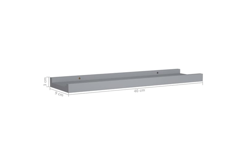Flytende vegghyller 2 stk grå 40x9x3 cm MDF - Oppbevaring - Hyller - Bokhylle - Boklist