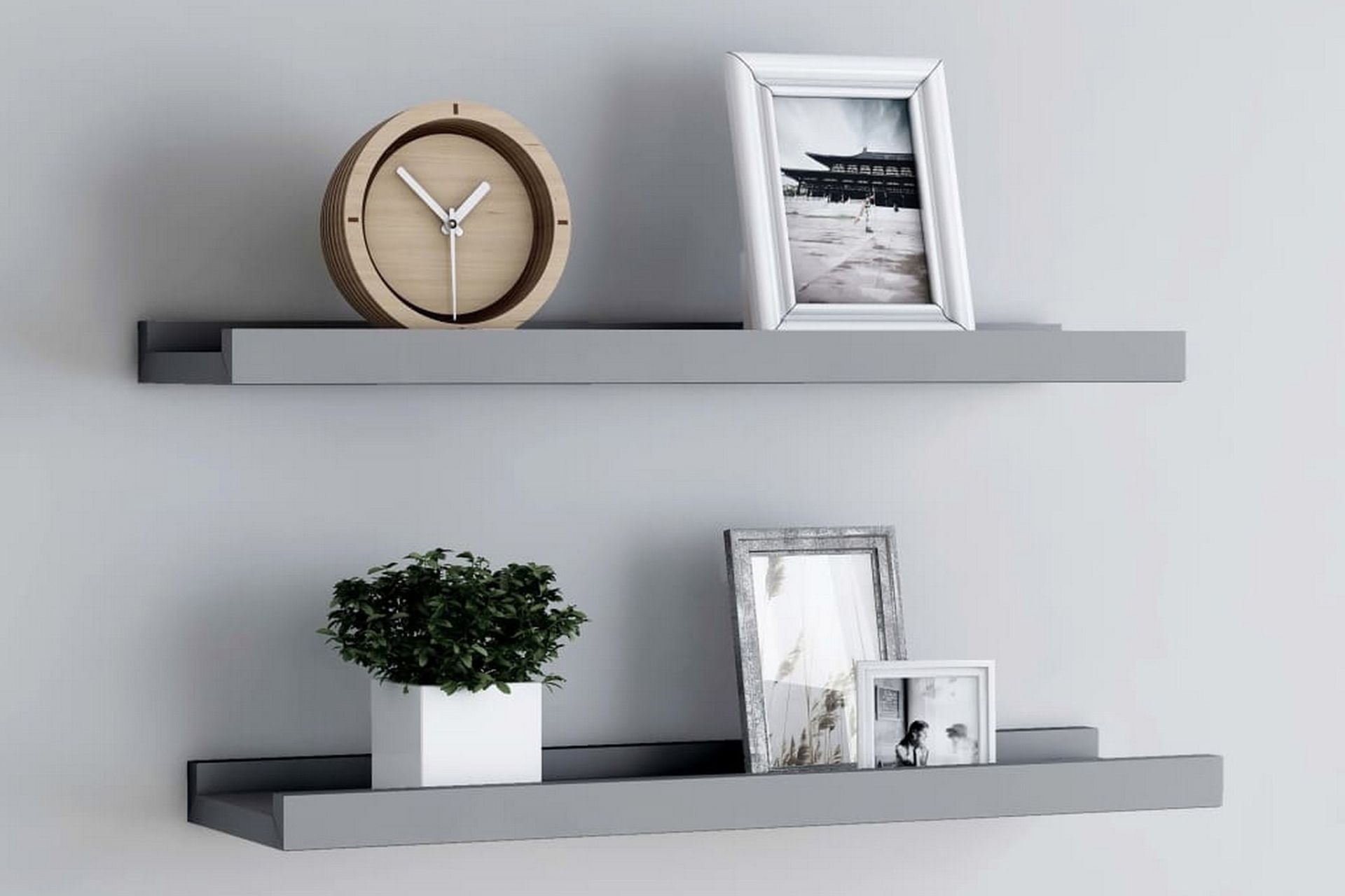 Flytende vegghyller 2 stk grå 60x9x3 cm MDF - Oppbevaring - Hyller - Bokhylle - Boklist