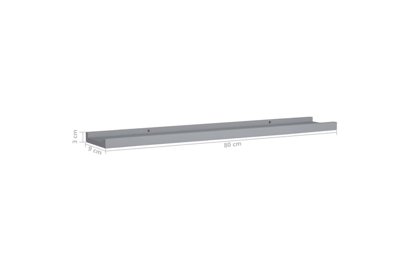 Flytende vegghyller 2 stk grå 80x9x3 cm MDF - Oppbevaring - Hyller - Bokhylle - Boklist
