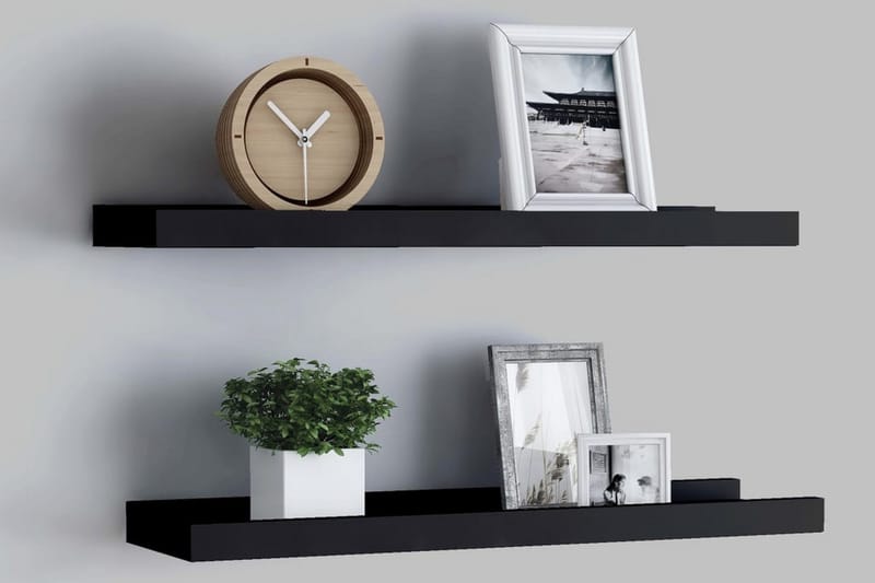 Flytende vegghyller 2 stk svart 40x9x3 cm MDF - Oppbevaring - Hyller - Bokhylle - Boklist