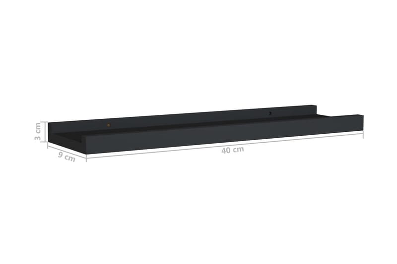 Flytende vegghyller 2 stk svart 40x9x3 cm MDF - Oppbevaring - Hyller - Bokhylle - Boklist