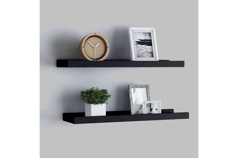 Flytende vegghyller 2 stk svart 60x9x3 cm MDF - Oppbevaring - Hyller - Bokhylle - Boklist