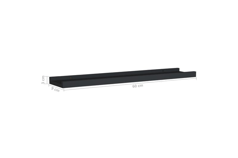 Flytende vegghyller 2 stk svart 60x9x3 cm MDF - Oppbevaring - Hyller - Bokhylle - Boklist
