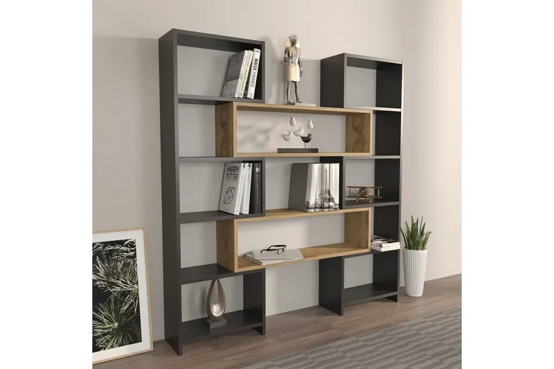 Bokhylle Bravelle Svart / Eik - Beige/Svart - Oppbevaring - Hyller - Bokhylle