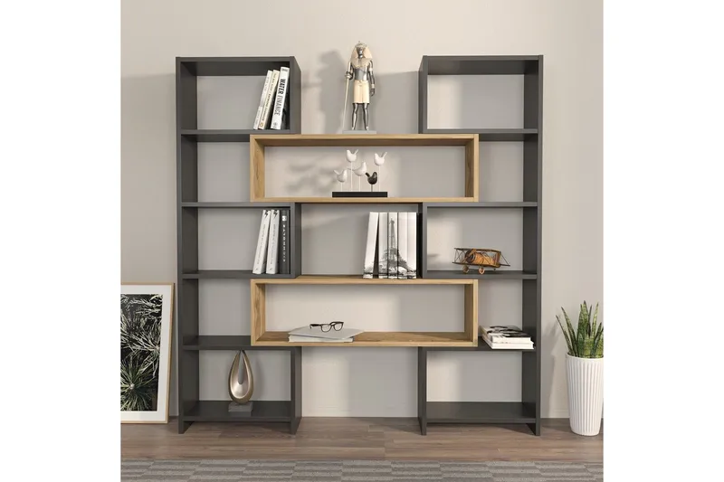 Bokhylle Bravelle Svart / Eik - Beige/Svart - Oppbevaring - Hyller - Bokhylle