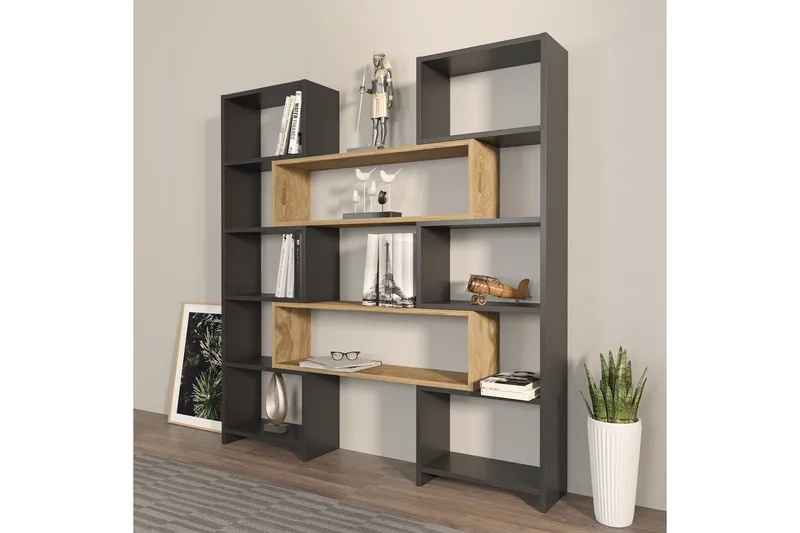 Bokhylle Bravelle Svart / Eik - Beige/Svart - Oppbevaring - Hyller - Bokhylle