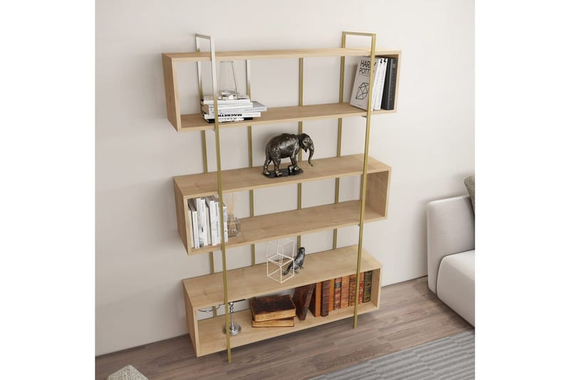 Bokhylle Bruti Eik / Gull - Eik / Gull - Oppbevaring - Hyller - Bokhylle