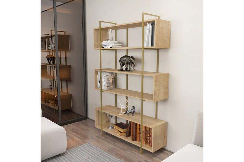 Bokhylle Bruti Eik / Gull - Eik / Gull - Oppbevaring - Hyller - Bokhylle