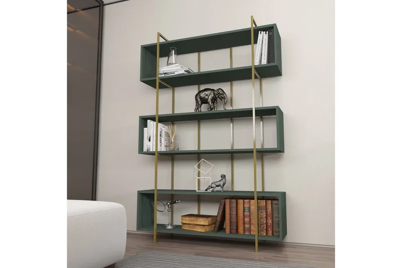 Bokhylle Bruti Grønn / Gull - Grønn / Gull - Oppbevaring - Hyller - Bokhylle